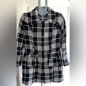 Last Kiss Black & White Hound's-tooth Winter Jacket - Size M